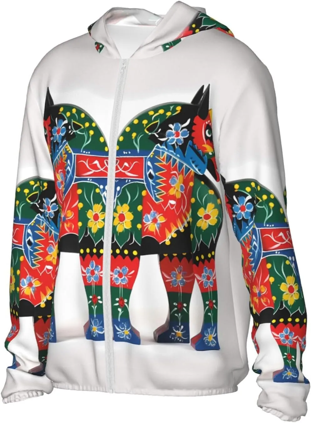 Men's UPF 50  Runner Swedish Dala Horse Folk Sun Protection Hoodie Long Sleeve Rash Guard Hiking Running Workout Shirt