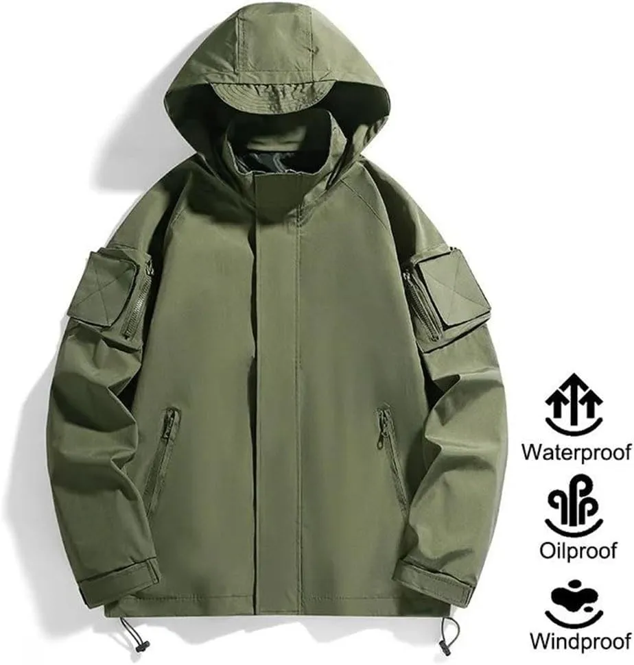 Mens Waterproof Hiking Windproof Windbreaker Coat Breathable Fishing Camping Trekking Jacket
