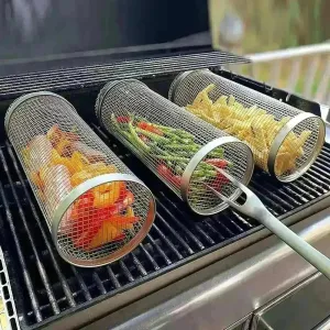 Metal BBQ Grilling Basket Net Portable Outdoor Camping Rack