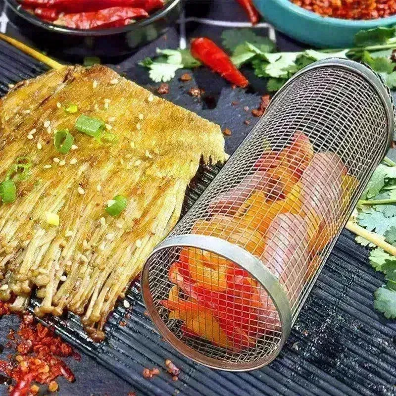 Metal BBQ Grilling Basket Net Portable Outdoor Camping Rack
