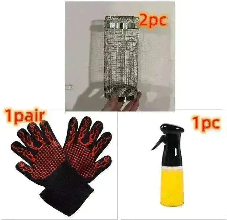 Metal BBQ Grilling Basket Net Portable Outdoor Camping Rack