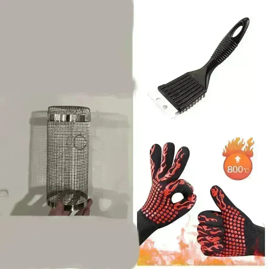 Metal BBQ Grilling Basket Net Portable Outdoor Camping Rack