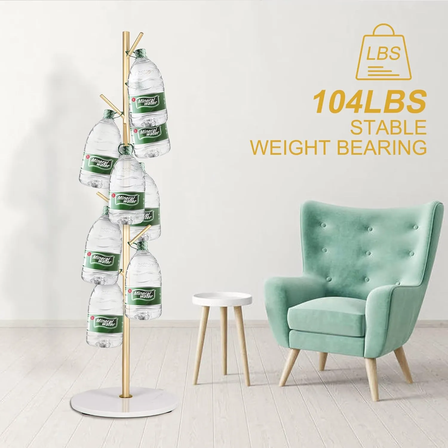 Metal Coat Rack with Natural Marble Base, Modern Coat Rack Freestanding, Sturdy Coat Tree Stand, Golden Hall Tree for Jacket Hat Bag Entryway