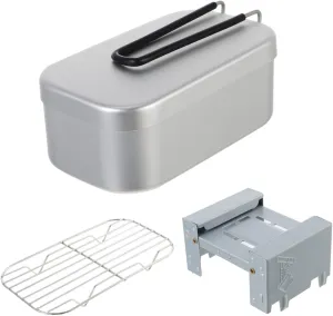 Mikinona 3-piece Camping Lunch Box Set Metal Steaming Rack Oven Kit for Outdoor