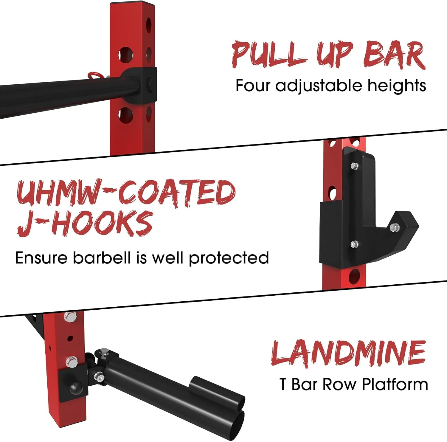 Mikolo 2" x 2" Folding Wall Mounted Squat Rack, 1000 Pounds Capacity Power Rack with Pull Up Bar, J Hooks and Other Attachments, Space-Saving Home Gym