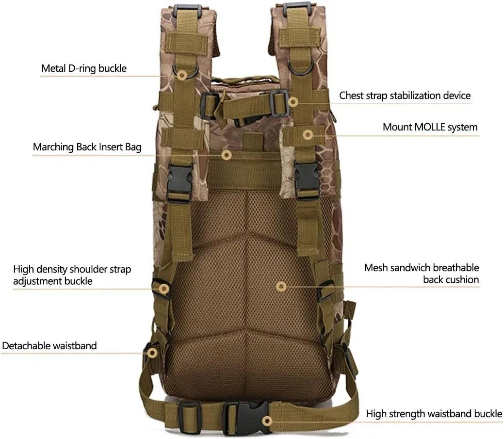 Military Tactical Backpack Rucksacks 3 Day Assault Pack Army Bag for Hunting Trekking Camping Outdoor (ACU Digital)