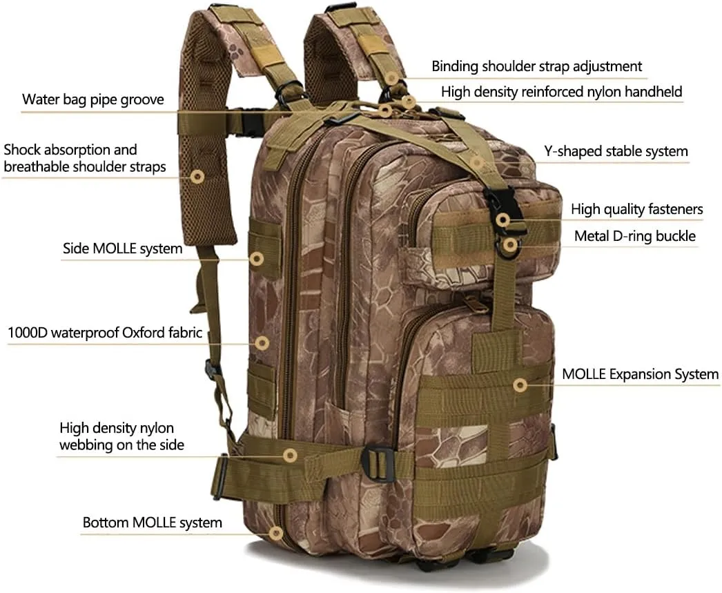Military Tactical Backpack Rucksacks 3 Day Assault Pack Army Bag for Hunting Trekking Camping Outdoor (ACU Digital)