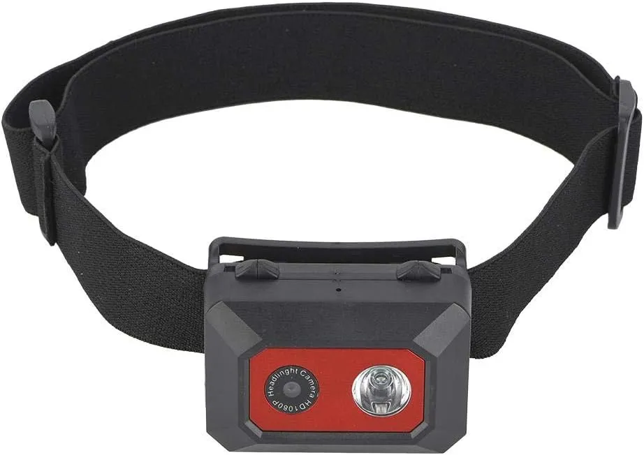 Mini Head-Mounted Action Camera,5-10M Night Light Head-Mounted 1080P LED Headlamp Wearable Body Video Camera/SOS Mode Hands Video Camcorder with Elastic Headband Support 32GB for Night Outdoor Sports