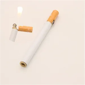 Mini Portable Lighter That Can Be Put Into The Cigarette CaseWindproof Metal Butane Torch Lighter with Adjustable Soft Flame, Cool Ornament Cigarette Model Grinding Wheel Lighter,(2pc)