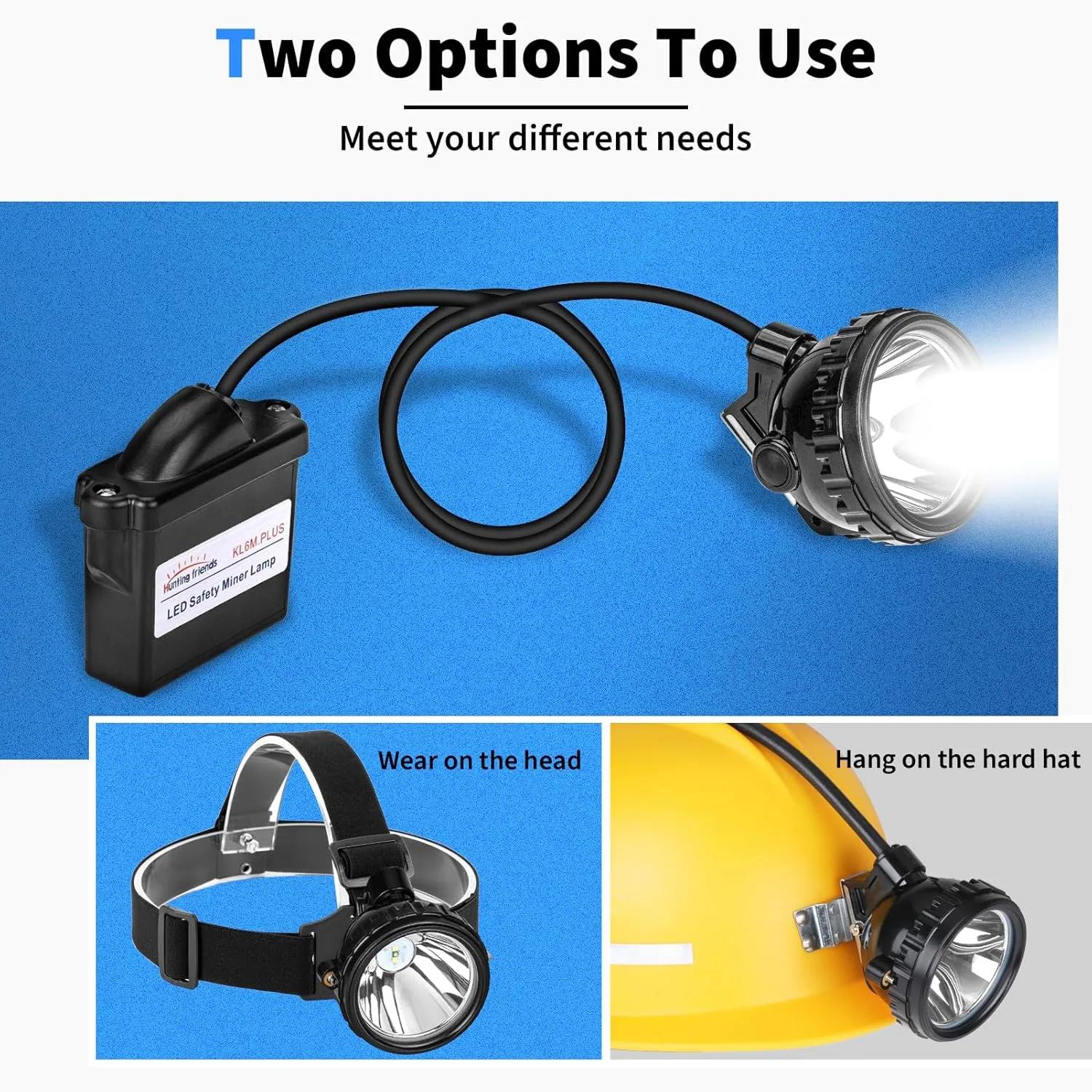 Mining Light Rechargeable 1 2 LED Miners Headlamp Waterproof Cap Lamp Safety Explosion Rroof Coal Miner Light for Hunting Fishing Coal Miner (KL6M.Plus-Medium Size)