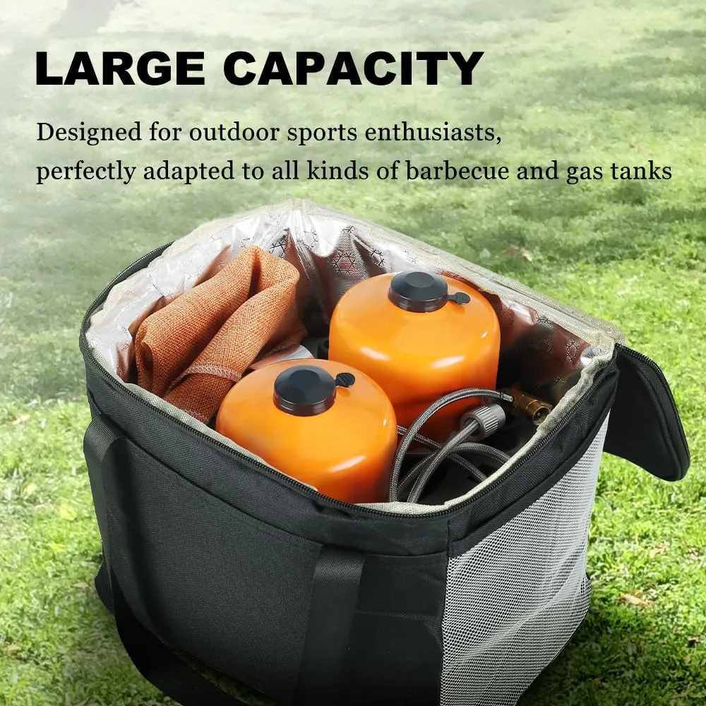 MiOYOOW Camping Storage Bag, Portable Stove Carry Case Wear Resistant Thermal Cooler Bag for Kitchen Travel Food Delivery