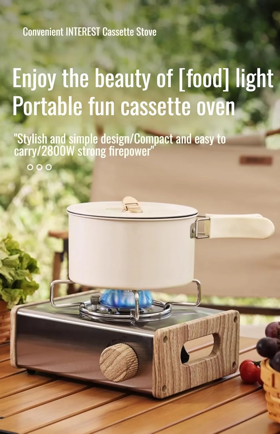 [Mokcoliy]【Portable Cam Stove】Hi-Power -Lit G er for Ouoor ing, 2-in-1 Mini tane Stove with Windproof Design | Compact Sqre Grill for Hiking, BBQ & Bapaing (for s)