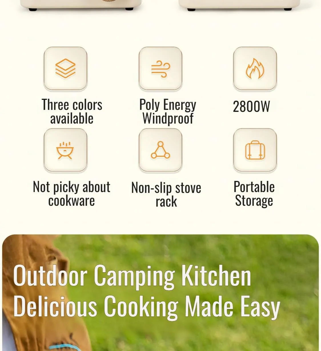 [Mokcoliy]【Portable Cam Stove】Hi-Power -Lit G er for Ouoor ing, 2-in-1 Mini tane Stove with Windproof Design | Compact Sqre Grill for Hiking, BBQ & Bapaing (for s)