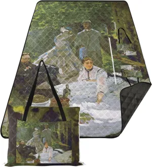 Monet Dejeuner Surl Herbe Print Picnic Supplies Foldable Mat Sand Free Beach Blanket Waterproof Packable Camping Blanket 80" x 60"