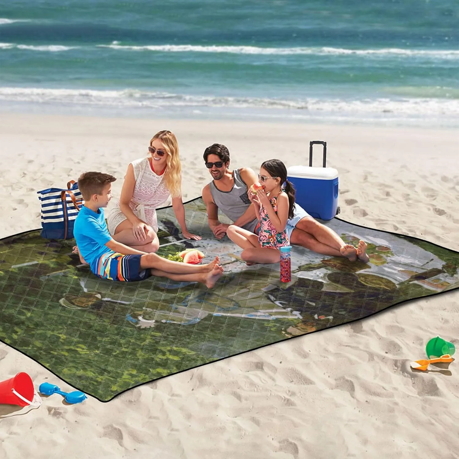 Monet Dejeuner Surl Herbe Print Picnic Supplies Foldable Mat Sand Free Beach Blanket Waterproof Packable Camping Blanket 80" x 60"