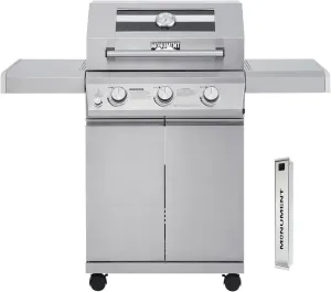 Monument Grills Larger 3-Burner Propane Gas Grills Barbeque Stainless Steel Heavy-Duty Cabinet Style with Smoker Box (2 Items)