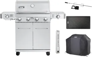 Monument Grills Larger 4-Burner Propane Gas Grills Stainless Steel Cabinet Style with Accessory Kit(5 items)