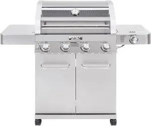 Monument Grills Larger Convertible 4-Burner Natural Gas Grill Stainless Steel Cabinet Style Propane Grills, LED Controls,Side Burner(Without Conversion Kit)
