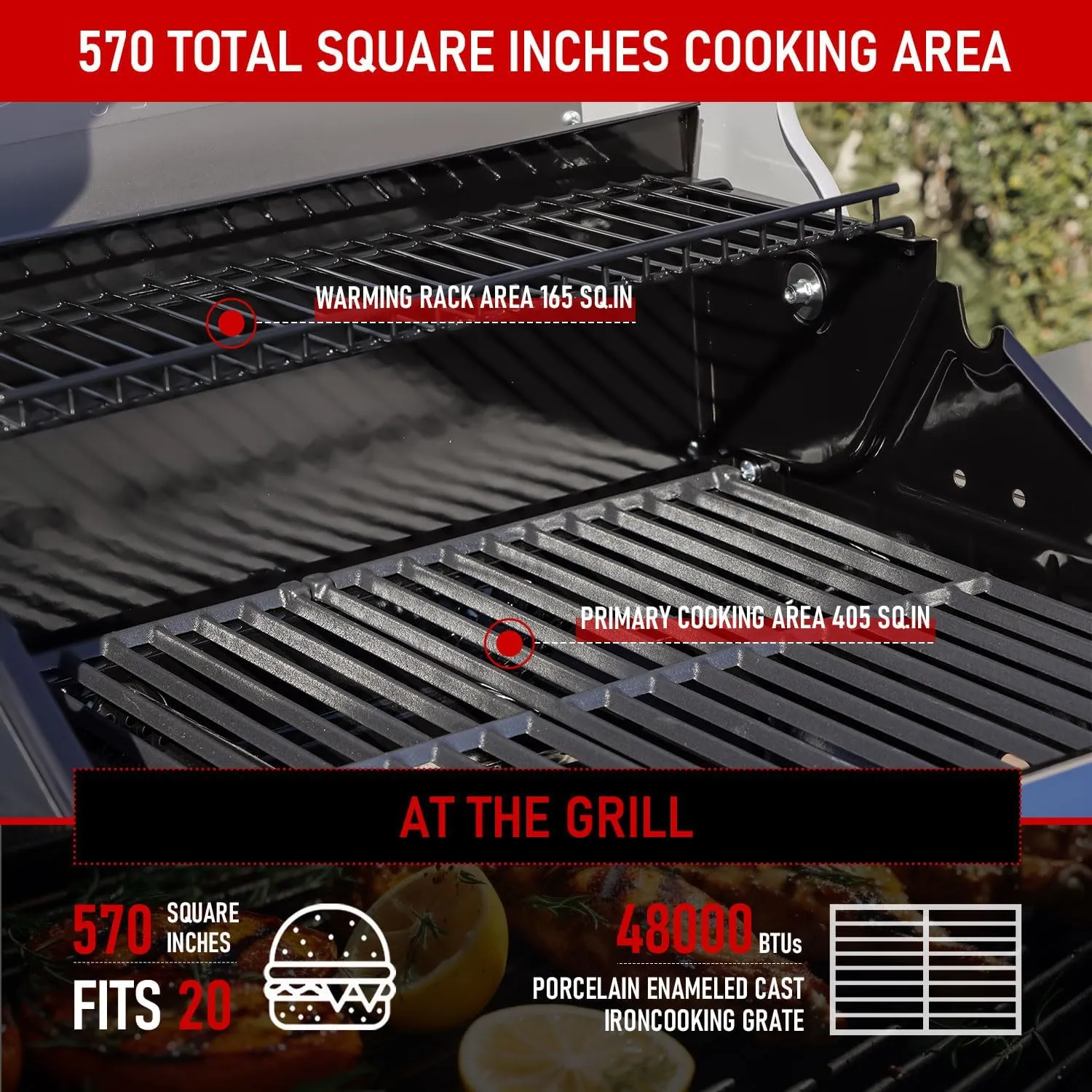 Monument Grills Outdoor Barbecue Stainless Steel 3 Burner Propane Gas Grill, 48,000 BTU Patio Garden Grill with Side Burner and Knob Controls, Mesa305