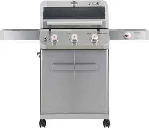 Monument Grills Outdoor Barbecue Stainless Steel 3 Burner Propane Gas Grill, 48,000 BTU Patio Garden Grill with Side Burner and Knob Controls, Mesa305