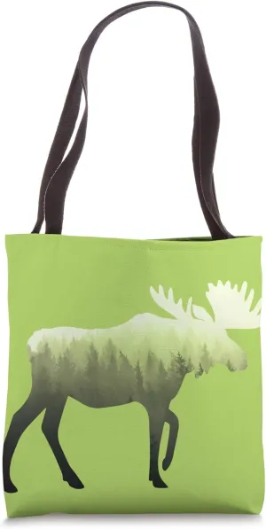 Moose Deer Misty Forest Green Preserve Protect Tote Bag
