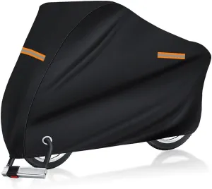 Motorcycle Cover Waterproof Outdoor,Motorcycle Covers Heavy Duty with Night Reflective Strips and Lock-Holes,Universal Outdoor Bike Cover Waterproof Fits up to 90.55" Length Motors