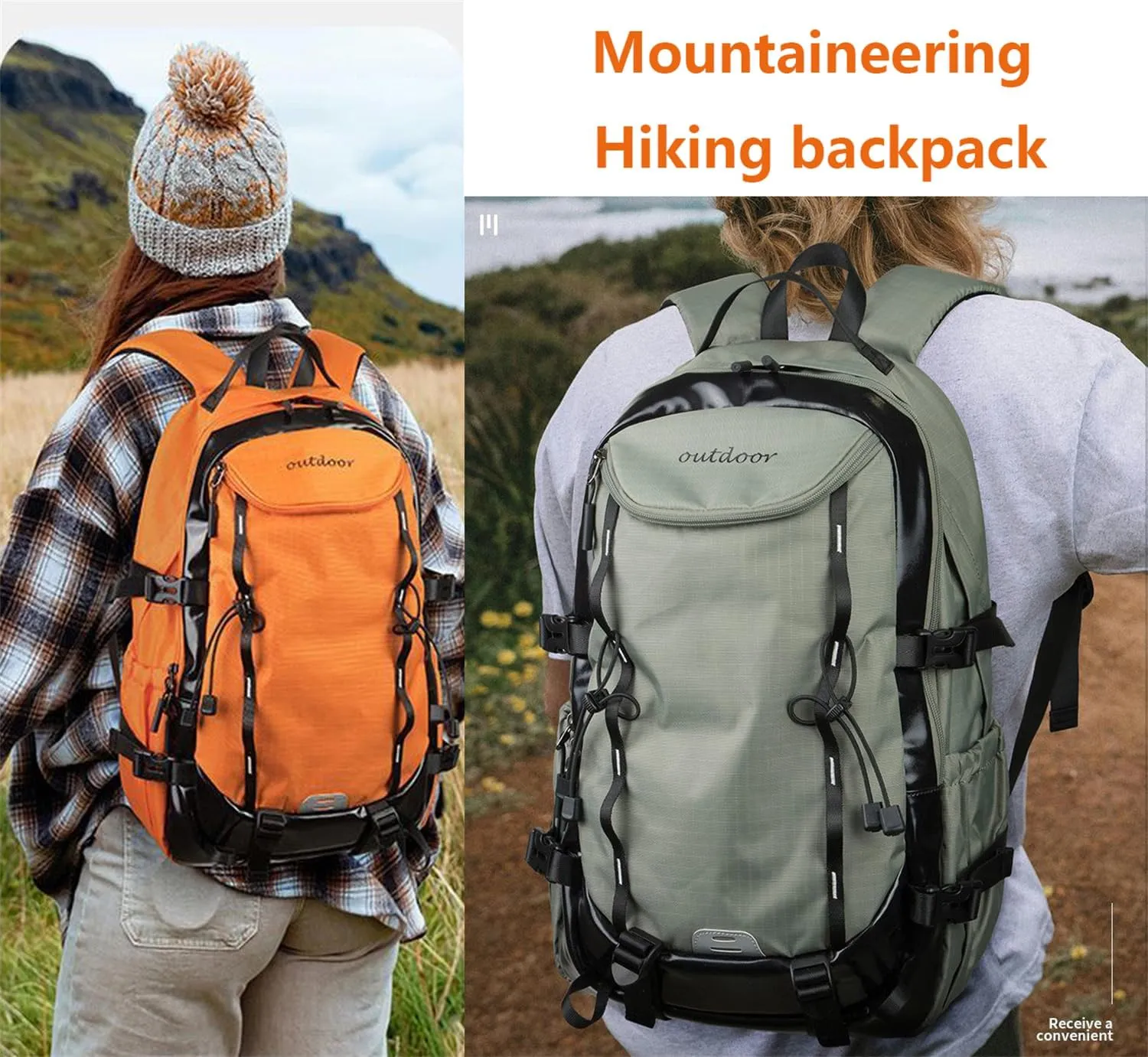Mountaineering Backpack for Men 40L, Waterproof Outdoor Sport Backpack for Climbing Travel Hiking Cycling CampingTrekking (Orange,40L)