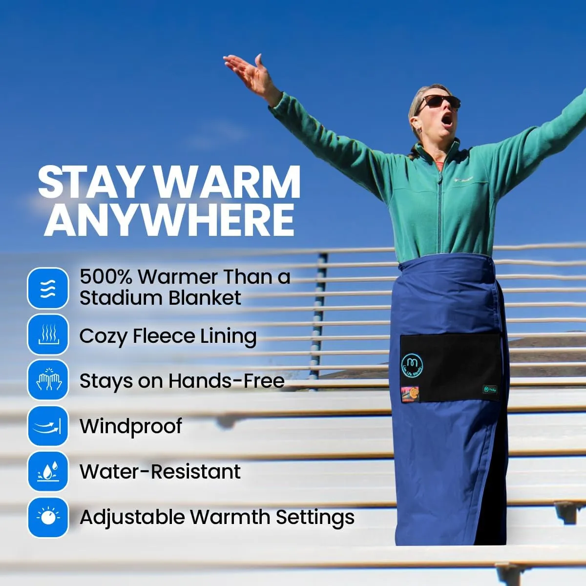 Mozy Wearable & Weatherproof Outdoor Blanket – Lower-Body Thermal Wrap for Superior Warmth