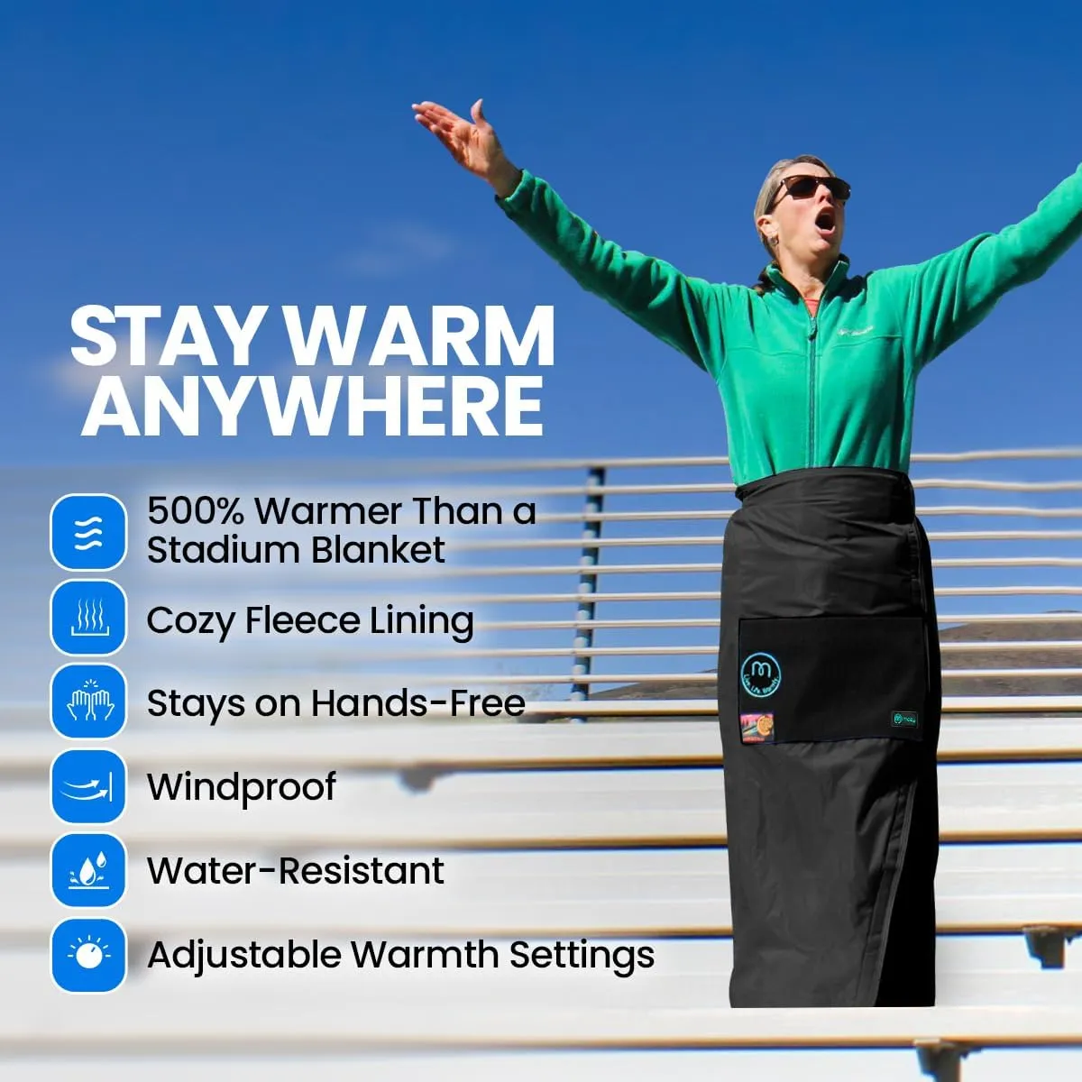 Mozy Wearable & Weatherproof Outdoor Blanket – Lower-Body Thermal Wrap for Superior Warmth