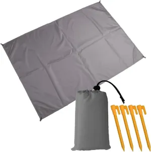 Muka Beach Blanket Portable Compact Sand-Proof Waterproof Lightweight for Outdoor Camping, Picnic, Sunbath Mat w/Fixed Piles and Storage