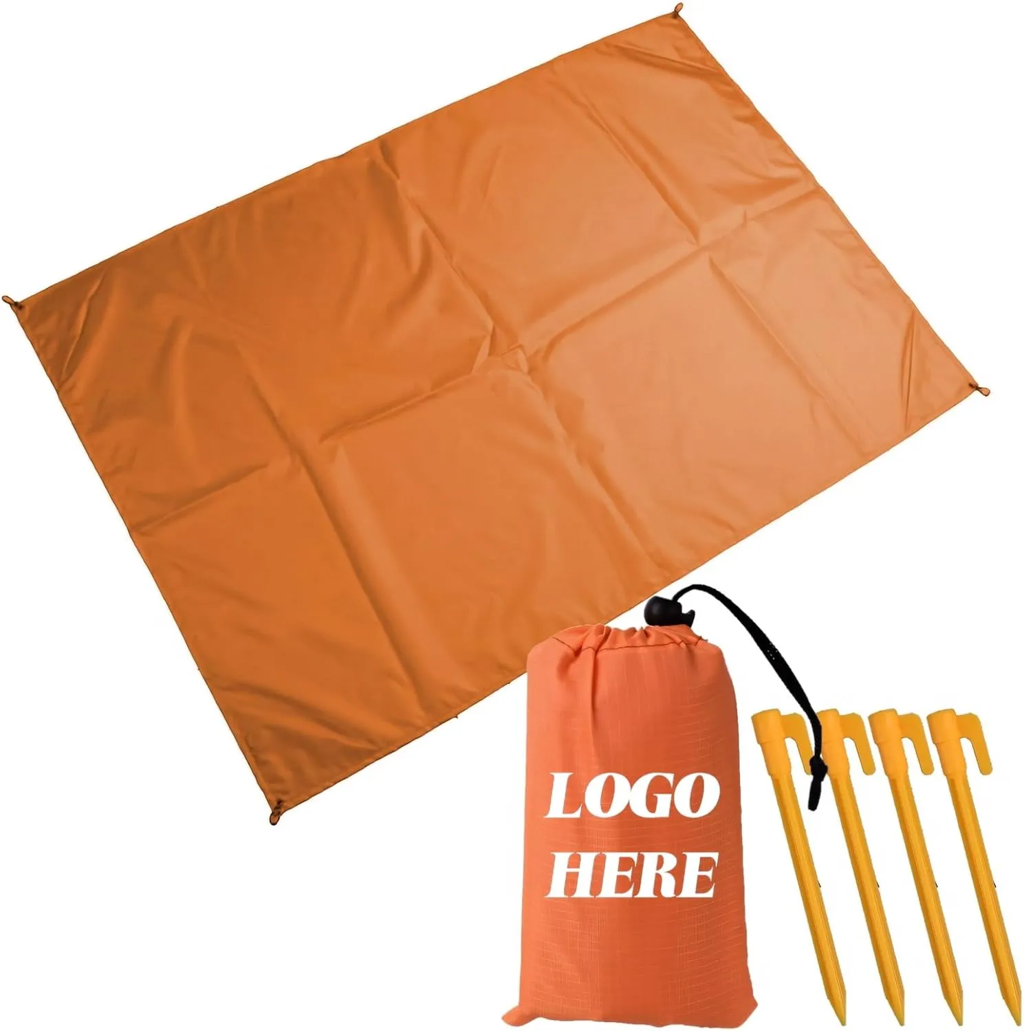 Muka Custom Beach Blanket Portable for Outdoor Camping, Picnic, Sunbath Mat w/Fixed Piles and Storage