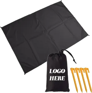 Muka Custom Beach Blanket Portable for Outdoor Camping, Picnic, Sunbath Mat w/Fixed Piles and Storage