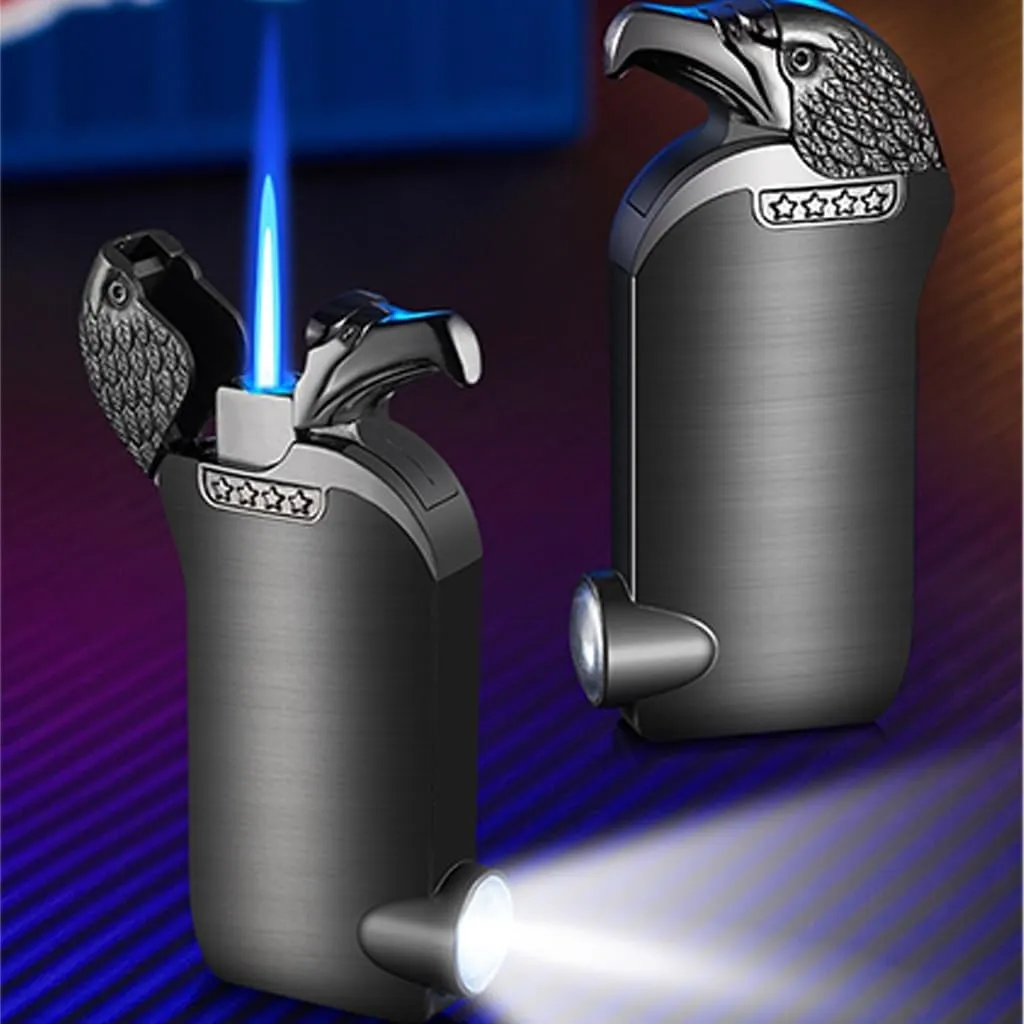 Multi-Function Metal Butane Lighter Windproof Adjustable Flame Refillable Torch Lighter with Illuminated Jet Flame Lighter, Suitable for Outdoor Climbing, Hiking, and Candles(Gold)