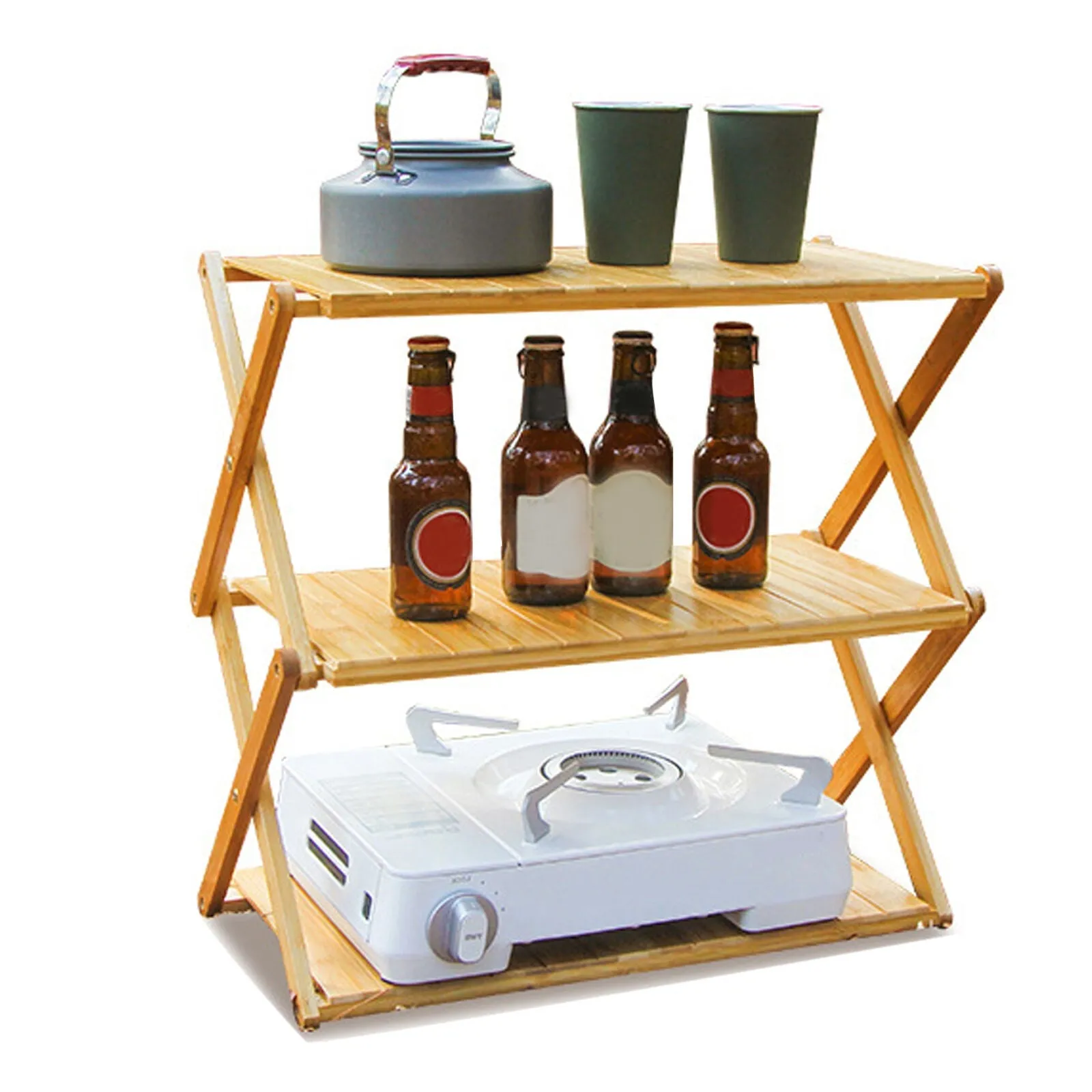 Multi-Layer Foldable Wooden Rack | Multifunctional and Portable