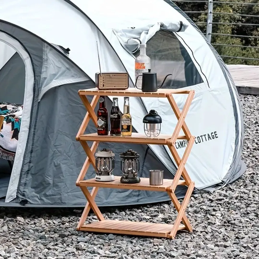 Multi-Layer Foldable Wooden Rack | Multifunctional and Portable