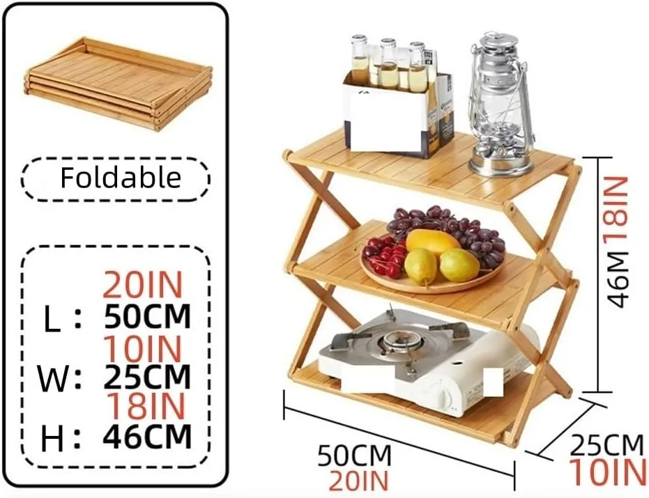 Multi-Layer Foldable Wooden Rack | Multifunctional and Portable