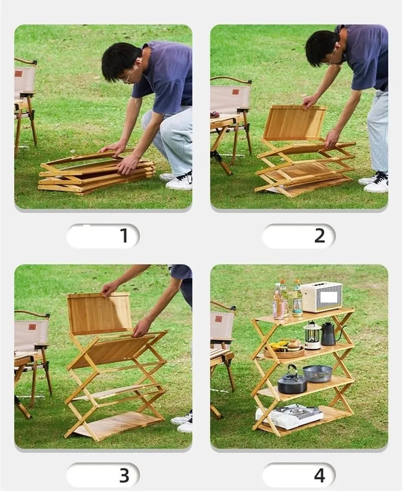 Multi-Layer Foldable Wooden Rack | Multifunctional and Portable