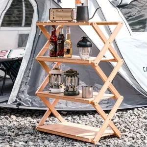 Multi-Layer Foldable Wooden Rack | Multifunctional and Portable
