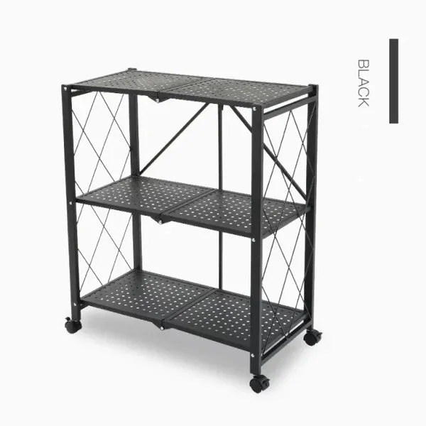 Multi Tier Foldable Storage Rack with Movable Wheel