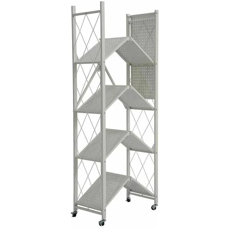 Multi Tier Foldable Storage Rack with Movable Wheel
