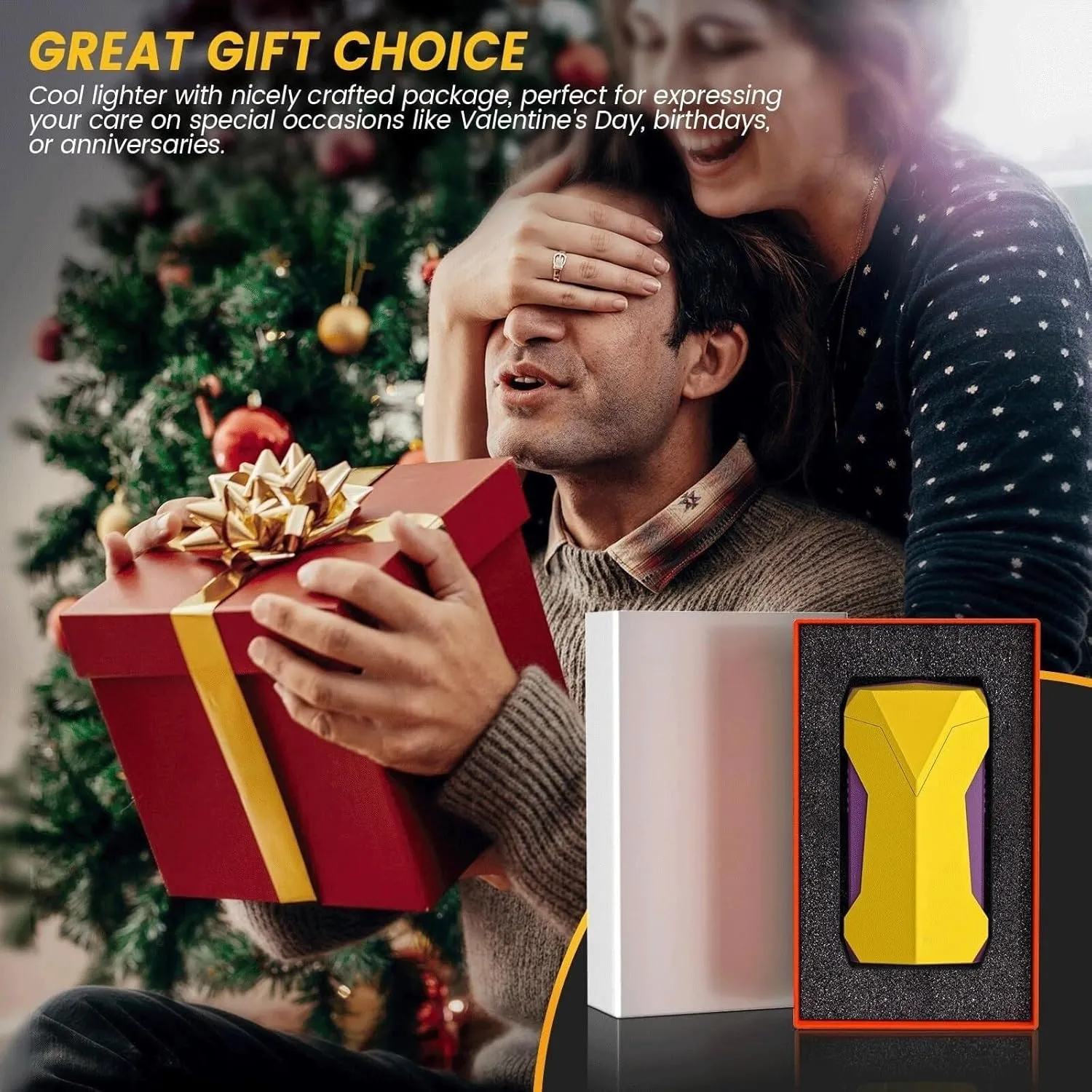Multifunctional All-in-one Torch Lighter with Dual Flames, Built-in Hole Punch, Cooling Hole, Fuel Window, refillable Butane Windproof Cool Lighter for Camping, Candles, Outdoor use(Yellow)