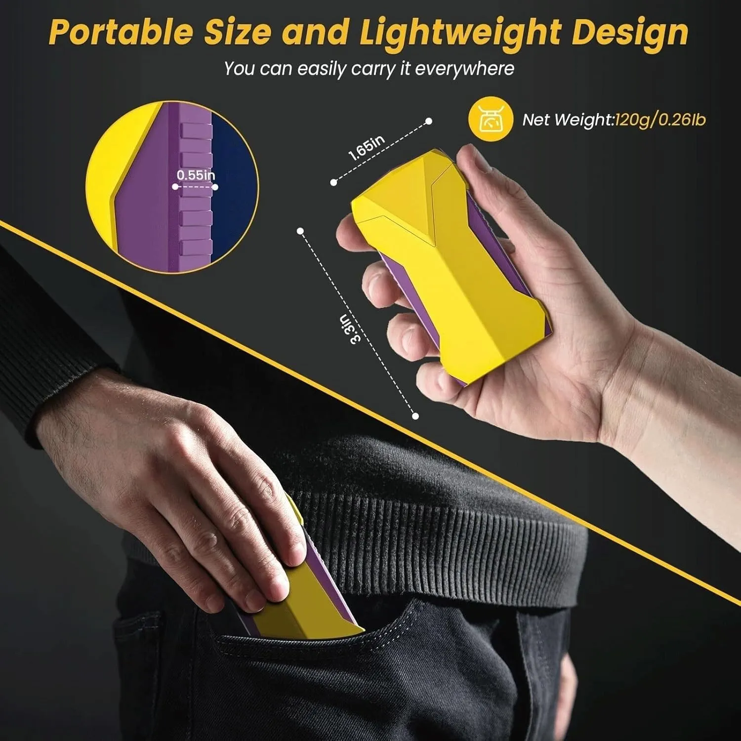 Multifunctional All-in-one Torch Lighter with Dual Flames, Built-in Hole Punch, Cooling Hole, Fuel Window, refillable Butane Windproof Cool Lighter for Camping, Candles, Outdoor use(Yellow)