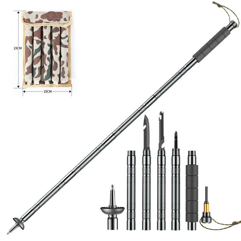 Multifunctional Hiking Trekking Poles Lightweight Collapsible Walking Stick AU V201-W12894935