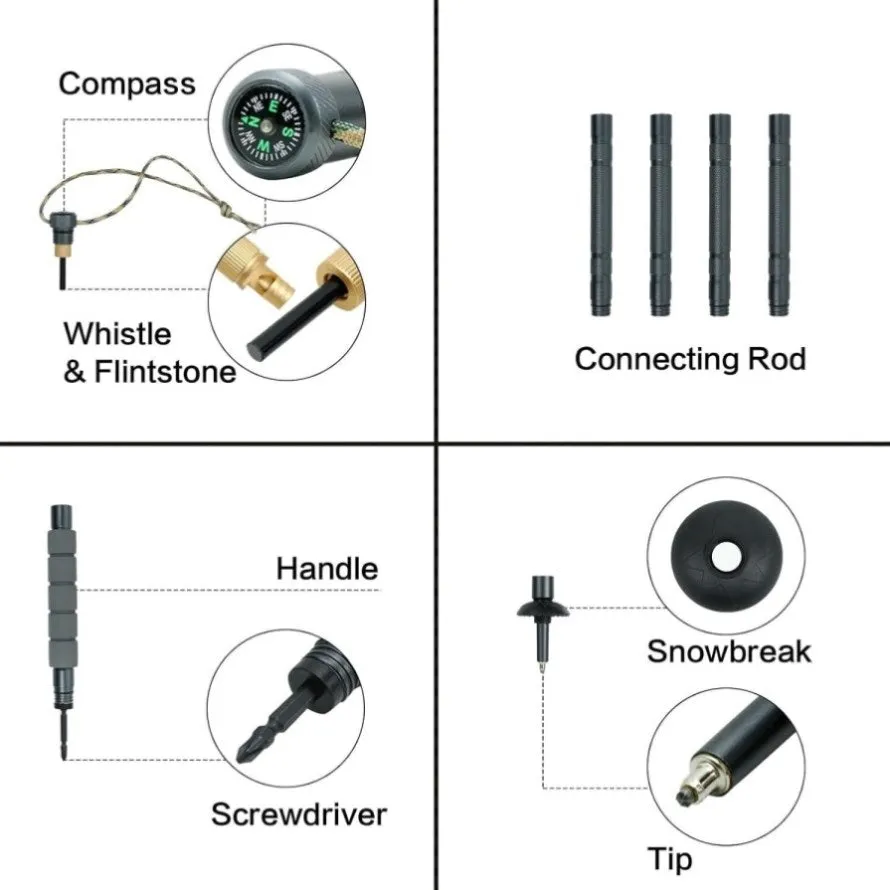 Multifunctional Hiking Trekking Poles Lightweight Collapsible Walking Stick AU V201-W12894935