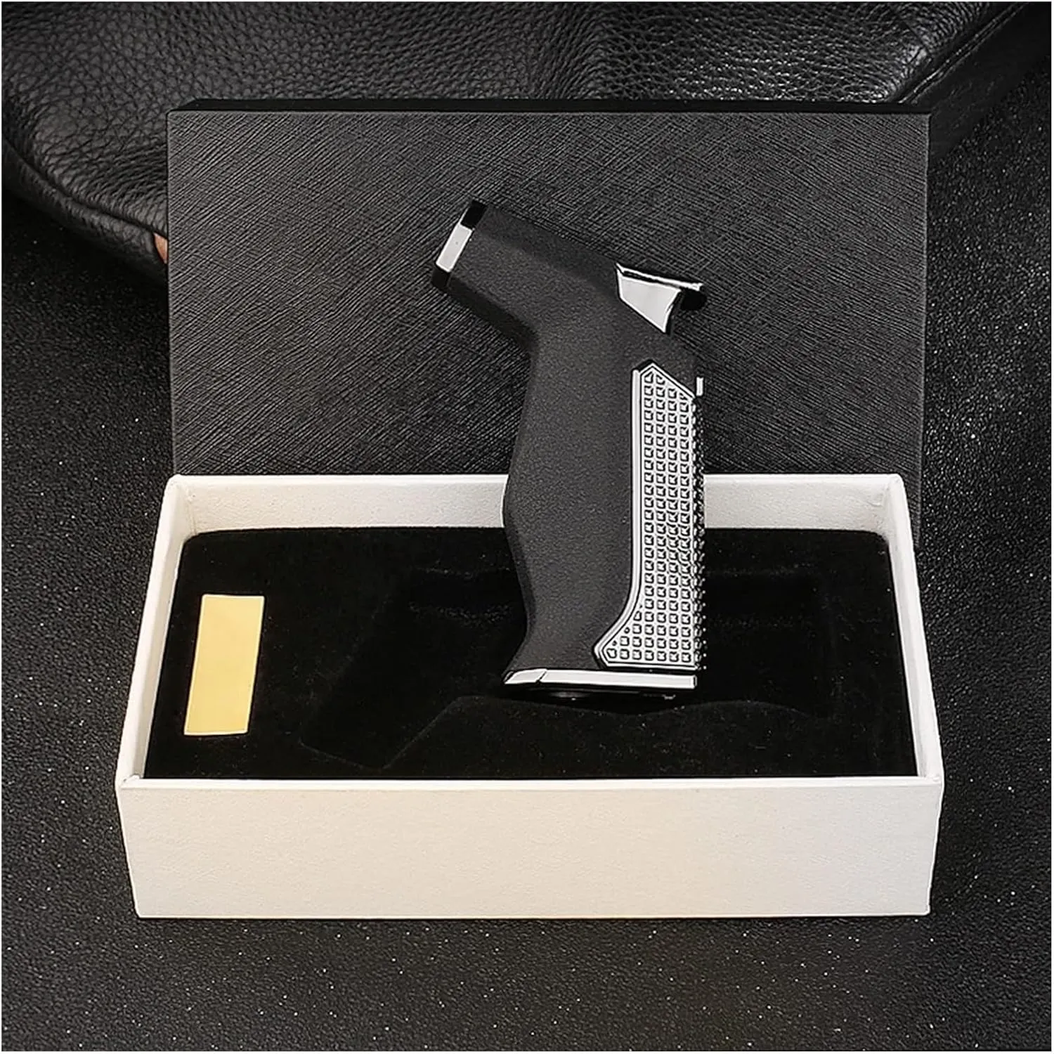 Multifunctional Metal Butane Lighter, 360 Degree Use, Adjustable and Lockable Flame, Blue Windproof Flame Refillable Gas Portable Candle Camping Lighters (Gas Not Included)(Gold)