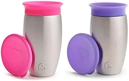 Munchkin Miracle Stainless Steel 360 Sippy Cup (Pink/Purple)