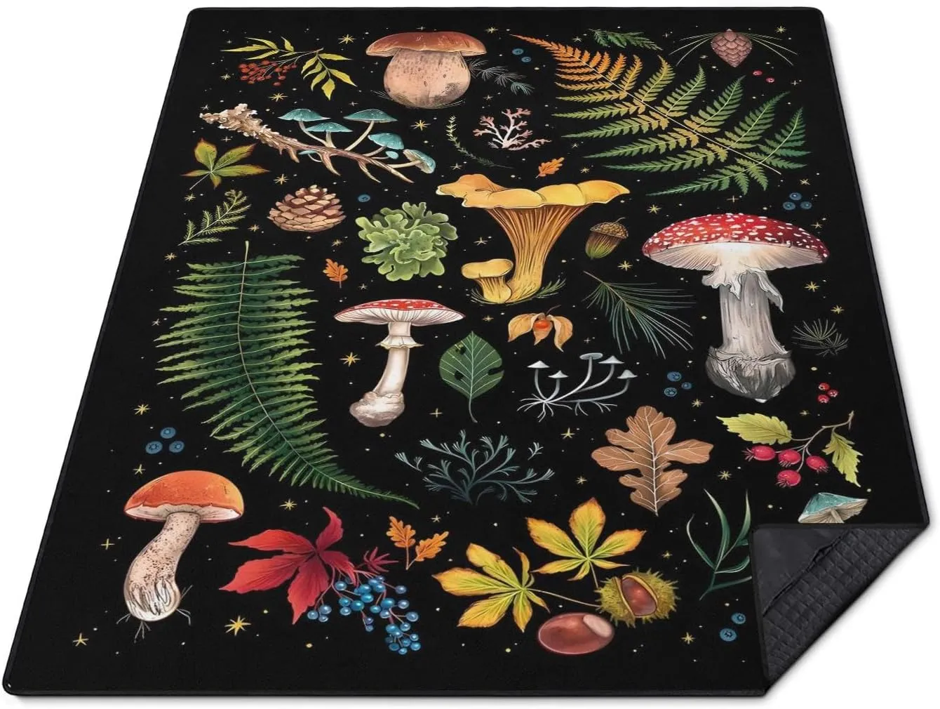 Mushroom Picnic Blankets Waterproof Foldable, 80″X80″Thick Three Layer Picnic Mat Outdoor Blanket for Grass, Large Beach Blanket Sandproof Picnic Accessories for Camping Party Park Patio