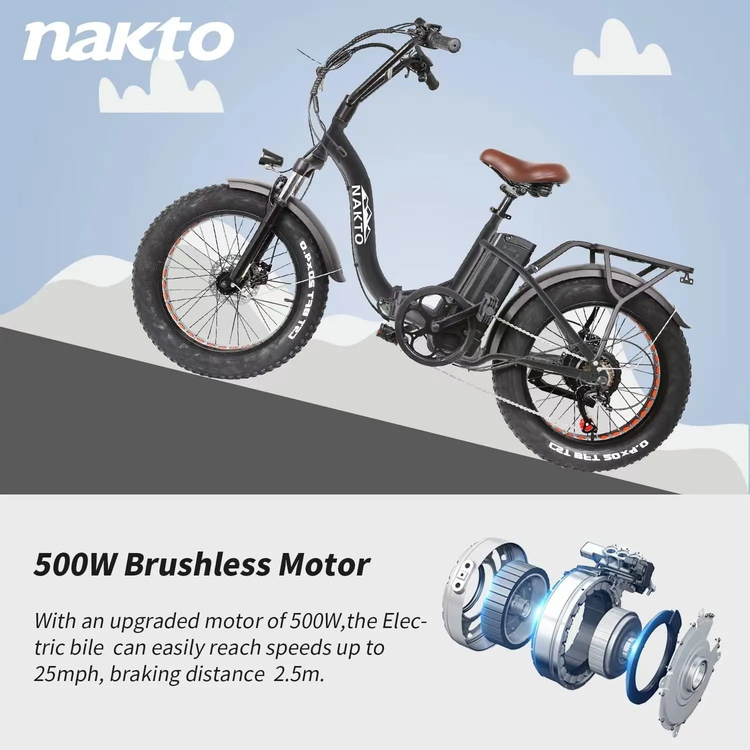 NAKTO Electric Bike 1000W Ebike 26'' Electric Bicycle, 35MPH Adults Electric Mountain Bike with Removable Battery