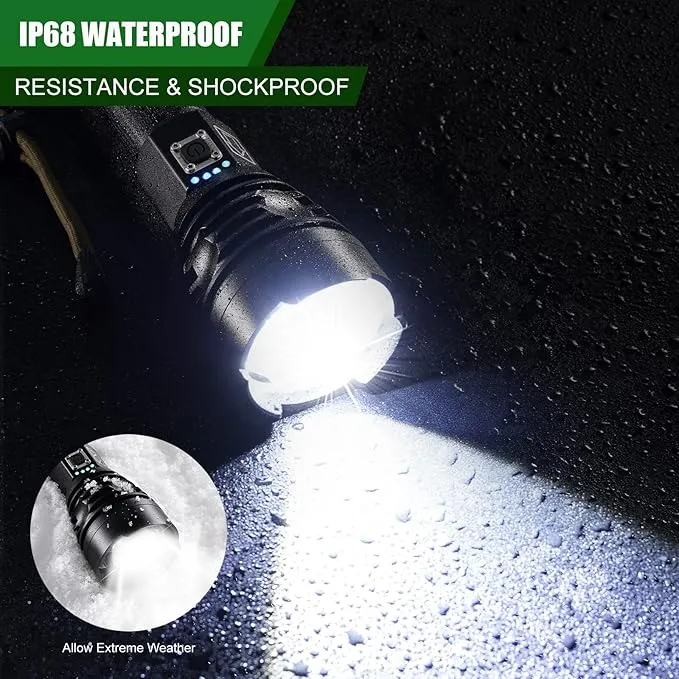 NAMINA 160000LM Most Powerful XHP90 LED Flashlight Brightest Zoom Torch P90 Type C USB (Updated Version)