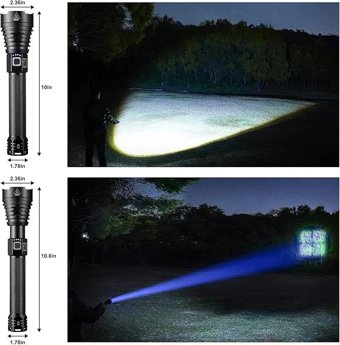 NAMINA 160000LM Most Powerful XHP90 LED Flashlight Brightest Zoom Torch P90 Type C USB (Updated Version)